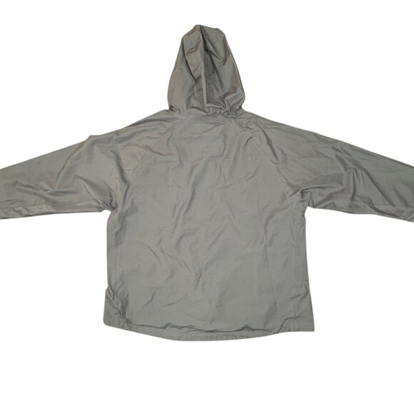 Light Gray Hooded Rain Windbreaker Jacket Sz Large - Picture 2 of 2